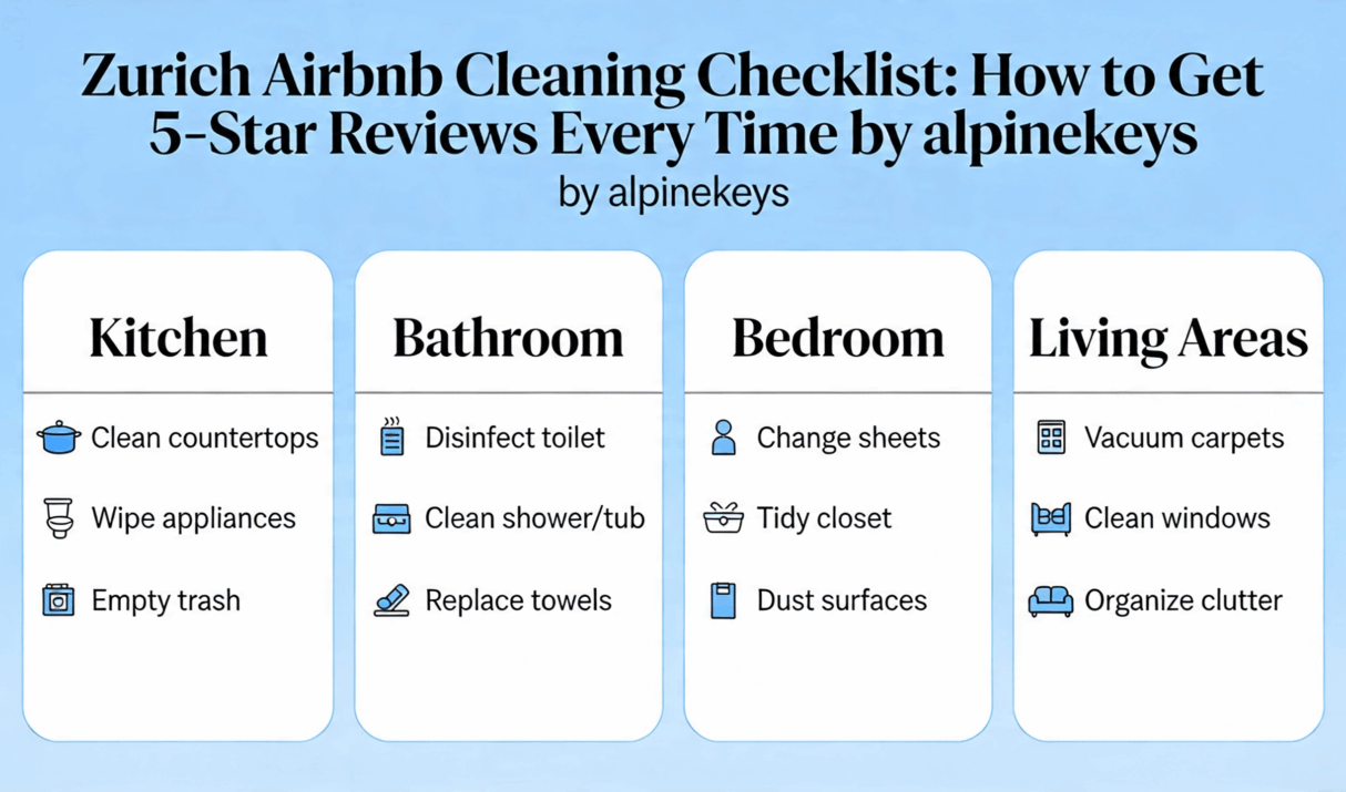 Zurich Airbnb Cleaning Checklist: How to Get 5-Star Reviews Every Time