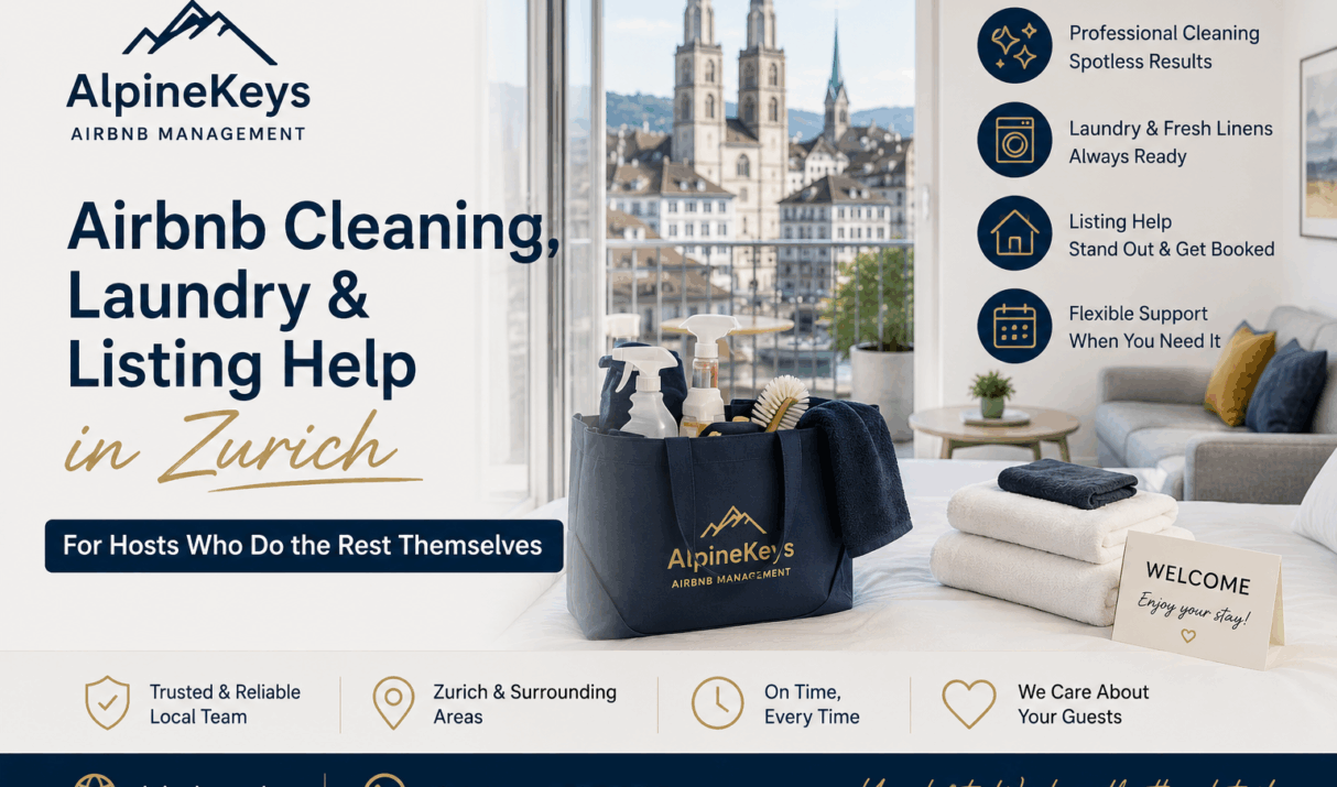 Airbnb Cleaning, Laundry & Listing Help in Zurich — For Hosts Who Do the Rest Themselves
